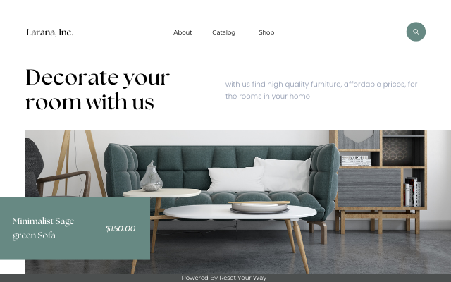Green Sage Living Room Website Desktop Prototype